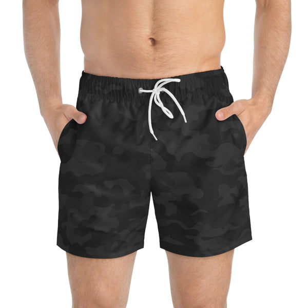 Black Camo Swim Trunks