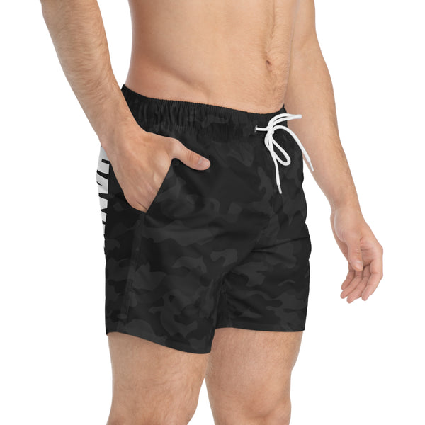 Black Camo Swim Trunks